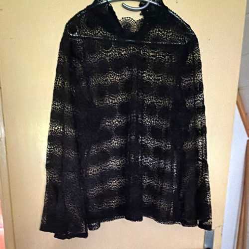Damen spitzenbluse schwarz - schwarz, xl