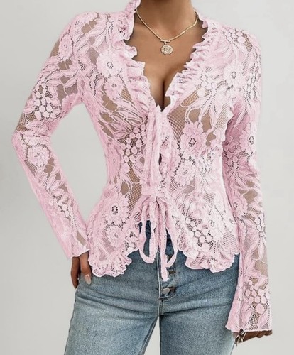 Damen sexy langarm mesh - sexy,