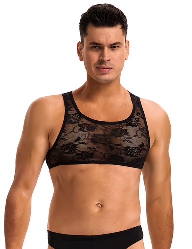 Herren spitzen top schwarz - herren,